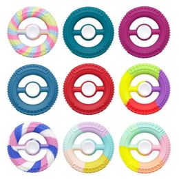 10PCS Decompression Toy Round Silicone Fidget Rotating Spinner Hand Gripping Ring Finger Forearm Trainer Gyroscopes Decompression Toy Gifts for Children