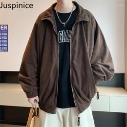 Men's Jackets Spring Autumn Vintage Workwear Corduroy Jacket Fashion Loose Casual Simple Lapel Top Men Overcoat Male Clothes