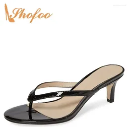 Dress Shoes Black Sandals Woman Kitten Heels Large Size 33 39 Flip Flops Slip On Outside Slides Ladies Summer Fashion Beach Shofoo