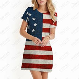 Casual Dresses 2024 Summer Ladies Dress American Flag 3d Print Fashionable Vacation Comfortable Loose