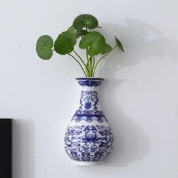 Vases Flower Vase Home Decoration Ceramic For Flowers Wall Mounted Blue And White Living Room Decor Table Desk Ornaments