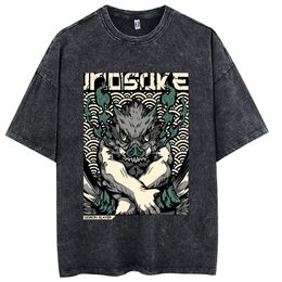 Vintage Washed T shirts Anime Graphic Printing Shirt Harajuku Oversize Tee Cotton Fashion Streetwear unisex top 240510