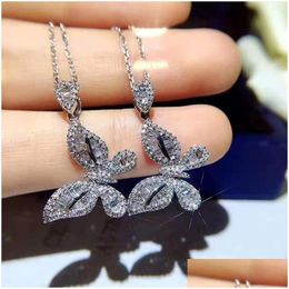 Pendant Necklaces Vecalon Mermaid Sterling Sier Water Drop Crystal Cz Engagement Pendants With Necklace For Women Jewelry Delivery Dhhje