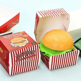 10PCS Decompression Toy Simulation Burger Stress Relief Toy Stress Ball 3D Squishy Hamburger TPR Decompression Squeeze Ball Sensory Gifts Party Adults