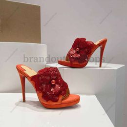 High quality designer women's Sandals High Heels 12cm stiletto Heels Black Orange Luxury Women's Dinner Shoes Sandals with dust bag Shoe box 34-43
