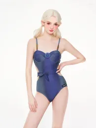 Women's Swimwear Summer Girl Strap Steel Support Push Up Swimsuit Pure Fashion One-Piece Spring Bathing Suit For Women