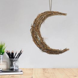 Decorative Flowers Smilax Rattan Outdoor Wedding Decor Moon-shape Wreath DIY Dream Catcher Ring Frames Rings