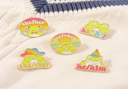 Cartoon Animal Frog Circle Letters Model Brooches Unisex Colorful Alloy Enamel Clothes Badge Accessories Children Hat Knapsack Swe2285069