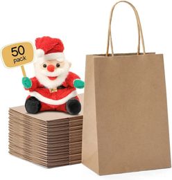 50Pcs Paper Gift Bags Shopping with Handles Heavy Duty Bulk for Birthday Party FavorsShopping Retail 240517