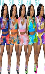 Women Designer 2 Piece Short Sets Summer Tiedye Clothes Casual Tracksuit Short Sleeve Sexy TShirt Shorts Sportswear hl8885800705