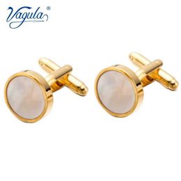 Cuff Links Vajira Classic Gold Plated Mother Pearl Copper Mens Cufflinks Luxury Gift Party Wedding Set Shirt Button Cufflinks 718