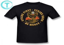 Karate Kid T Shirt Cobra Kai Strike First Strike Hard No Mercy Hd Logo Tshirt Short Sleeves Basic Tee Shirt 4xl Mens Tshirt J19064971556