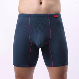 Underpants Mens Long Shorts Underwear Breathable Boxer Briefs Pouch Bulge Male Panties Slip Homme Soft Comfy Trunks