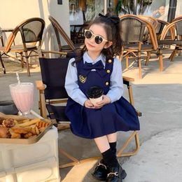 Girl Dresses 2024 Arrivals Girls Casual With College Style Shirt Skirt For Kids Clothes 2 To 8 Years Summer