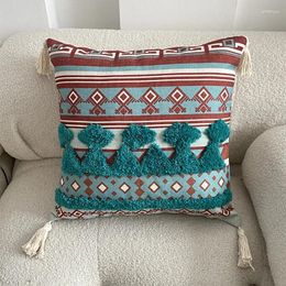 Pillow Boho Style Tufted Tassel Throw Cover Cotton Square Pillowcase Covers For Home Bedroom Office Bed Sofa Decor