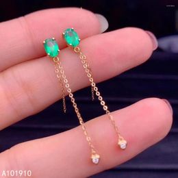 Dangle Earrings KJJEAXCMY Boutique Jewellery 18K Gold Inlaid Natural Emerald Green Female Support Detection Fashion