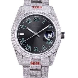Full Diamonds Mens Watch 40 6mm Automatic Mechanical Watches Diamond Bezel Waterproof Sapphire WristWatches DiamondStudded Montre De Lu 293T
