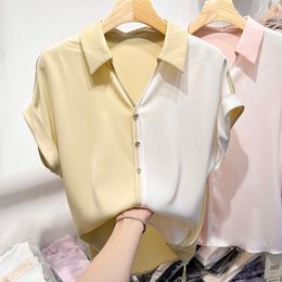 Koreaner Patchwork Kontrast T -Shirts Sommer Kurzärmel Polo Hals Lose Allmatch Shirt Tops Elegante Mode Frauen Kleidung 240429