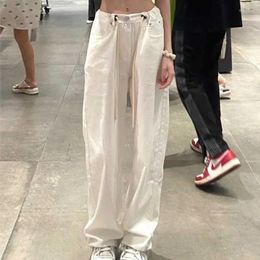 Women's Jeans White Wide-leg Loose High Waist Slim Straight Casual Mop Pants Breathable Summer