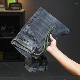 Men's Jeans 2024 Fashion Brand Summer Thin Japanese Style Slim Fit Trendy Unique Waist Strap Matching Trousers