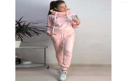 Women039s Two Piece Pants Solid Warm Clothes Women Workout Set Top Ladies Suit Hoodies Casual 29596169