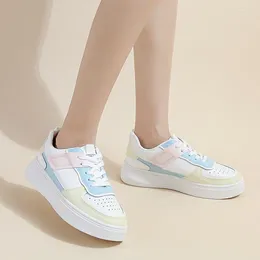 Casual Shoes Women Mix Colored White Pink Yellow Colorful Sneakers Fashion Thick Sole Platform Sport