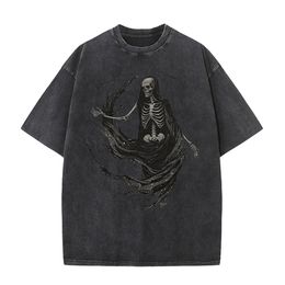 Skull Skeleton Graphic T Shirts for Men Printed Oversized T-shirt Casual Streetwear Cotton Mens Tops 240516