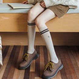 Women Socks Comfortable Simple Seamless Kawaii Lolita JK Jacquard Pattern Female Tulip Stockings Long Knitting
