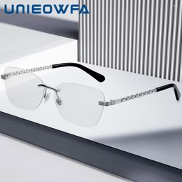 Sunglasses Frames UNIEOWFA Rimless Prescription Glasses Frame Men Optical Myopia Eyeglasses Women Custom Eyewear Unisex