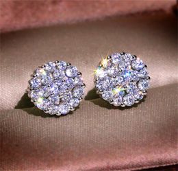 Designer female new 18K white gold female diamond earrings white fashion white copper zircon earrings luxury jewelry earrings7560492
