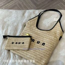 designer bag crossbody Lazy Wind Instagram miuimiui Popular Woven Shoulder Tote Womens Bag Commuter Vegetable Basket Grass Canvas