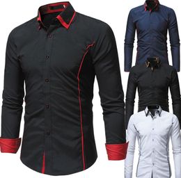 Spring Mens Fashion Dress Shirts Simple Stylish Slim Fit Long Sleeve Men039s Clothing Size M L XL XXL 3XL5446287