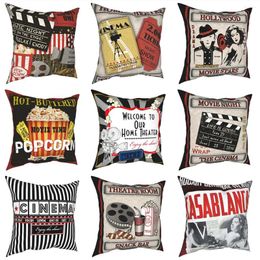 Pillow Vintage Cinema Ticket Covers Car Decor Pillowcases Retro Movie Making