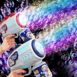 Other Toys Astronaut Electric Bubble Gun Childrens Toy Bubble Machine Automatic Soap Hair Dryer with Light Summer Outdoor Party Games Childrens Gifts s5178