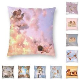 Pillow Cherubs Love Sky Square Cover Home Decorative Wings Renaissance Angels Clouds S Throw For Living Room