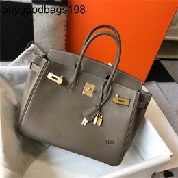 Designer Bag Womens Handbags Bk Tote Bags All Manual Wax Thread Sewing Original Togo Calf Leather Bk25cmbk30cm Elephant Grey Gold Brown Buckle 56br