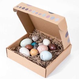 Other Toys 12 Nest Egg Toys Childrens Easter Gifts Colorful Simulation Wooden Bird Egg Artificial Toys Pretend to Play with Montessori Sensory Toys