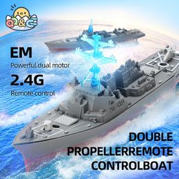 2.4G Rc Boat High-Speed Remote Control Ship Simulation Warship Model Mini Battleship Toys Children Model Toy for Boys Kids Gift 240516