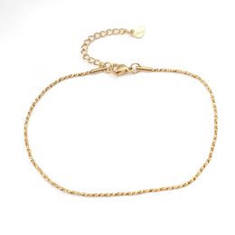 Anklets 1 piece of 23.5cm stainless steel ankle bracelet gold chain link suitable for womens Jewellery summer beach party barefoot accessories d240517