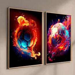 Colourful Sport Soccer Canvas Painting Football Posters Prints Boy Fans Wall Art Picture for Living Room Kids Room Club Decor