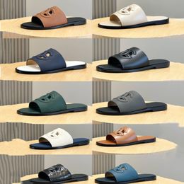 Brand Luxury Designer Men's Classic H-Button Slippers New Calf Leather Exquisite Leather Coast Summer Style and Beach Club