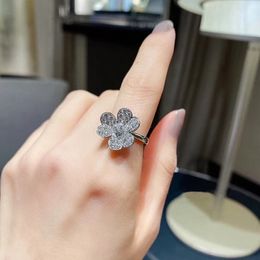 European and American 925 silver gold-plated high-end clover ring luxurious temperament womens fashion brand Jewellery gift 240516