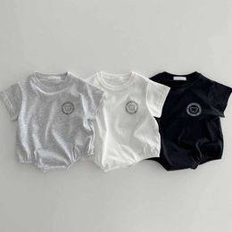 2024 Summer New Girl Baby Short Sleeve Bodysuit Infant Boy Cute Bear Print Onesie Cotton Newborn Toddler Cartoon Clothes L2405