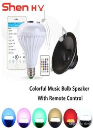 Smart E27 RGB Bluetooth Speaker LED Bulb Light 12W Music Playing Dimmable Wireless Lamp with 24 Keys Remote Control5221735