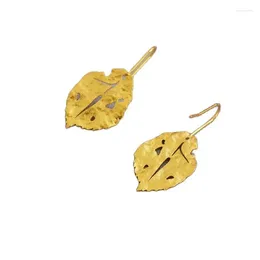 Dangle Earrings WT-E642 Lovely Cute Tiny Leaft With Shape Yellow Brass Earring Hook Jewellery Accessories For Women Daily Commuter