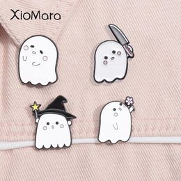 Brooches Halloween Ghost Series Enamel Pin Funny Kawaii Flower Crown Lapel Backpack Badge Festival Gifts For Kids Friends