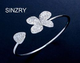 SINZRY cubic zircon cuff bangles elegant CZ bright flower bangle for women costume Jewellery accessory5577788