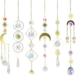 Decorative Figurines 6Pieces Colourful Crystals Suncatcher Hanging Sun Catcher With Chain Pendant Ornament Crystal Balls For Window Garden