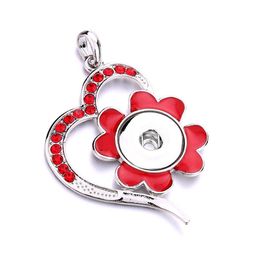 Pendant Necklaces Oil Painting Flower Heart Button Charms Jewellery Zircon Fit 18Mm Snaps Buttons Necklace For Women Noosa Drop Delivery Dhcnu