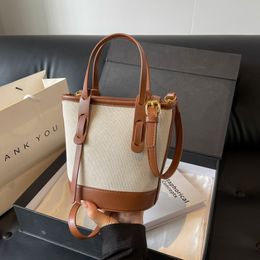 Wholesale Pu Leather Handbags Ladies Inverted Trapezoid Sling Bags Women Small Splice Colour Bucket Shoulder Bag
